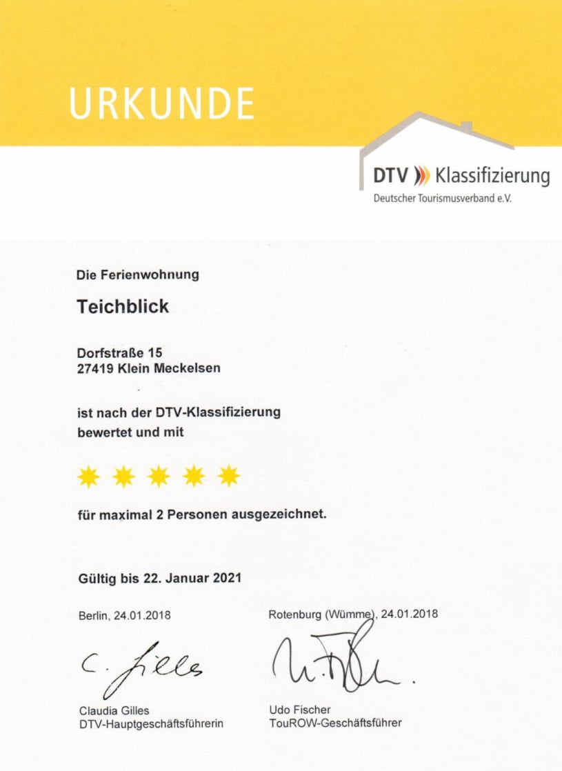 5 Sterne Sterneklassifizierung Gundies Home No. 15 Klein Meckelsen Niedersachsen